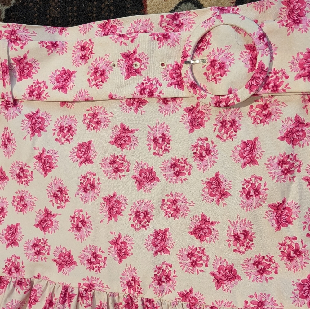 Zara Pink Floral Print Skirt Size XL - Picture 3 of 5